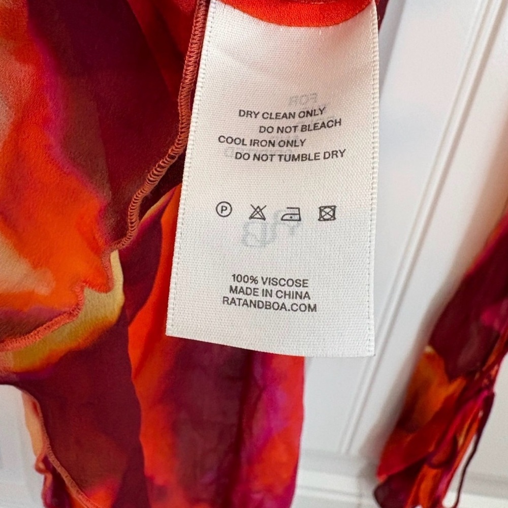 NWT Rat And Boa Dali Dress Tie Dye Open Back Mini Red Orange Size Small